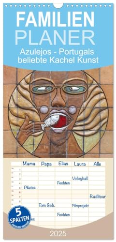 Familienplaner 2025 - Azulejos - Portugals beliebte Kachel Kunst mit 5 Spalten (Wandkalender, 21 cm x 45 cm), CALVENDO von CALVENDO
