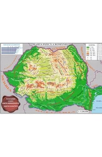 Harta Fizica A Romaniei + Harta Administrativa A Romaniei 1:3.200.000. Pliata von Carta Atlas