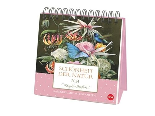 Marjolein Bastin: Schönheit der Natur Premium-Postkartenkalender 2024. Hochwertiger Tisch-Kalender mit 53 liebevoll illustrierten Postkarten. Kleiner Kalender 2024 zum Aufstellen. von Heye
