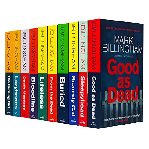 Mark Billingham Tom Thorne Novels Collection 10 Books Set (Lifeless, Buried, Lazybones, Sleepyhead, Scaredy Cat, The Burning Girl, From the Dead, Good as Dead, Death Message, Bloodline)