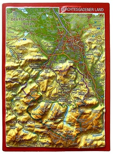 Reliefpostkarte Berchtesgadener Land: Tiefgezogene Reliefpostkarte von georelief Vertriebs GbR