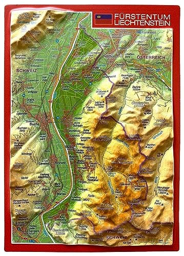 Reliefpostkarte Fürstentum Liechtenstein: Tiefgezogene Reliefpostkarte von georelief Vertriebs GbR