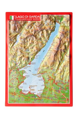 Reliefpostkarte Gardasee: Tiefgezogene Reliefpostkarte von georelief GbR
