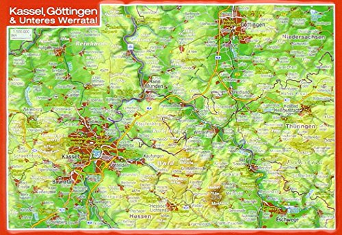 Reliefpostkarte Kassel, Göttingen & Unteres Werratal: Tiefgezogene Reliefpostkarte Reliefpostkarte Kassel, Göttingen & Unteres Werratal: Tiefgezogene Reliefpostkarte