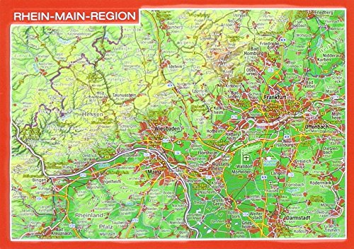 Reliefpostkarte Rhein-Main-Region: Tiefgezogene Reliefpostkarte Reliefpostkarte Rhein-Main-Region: Tiefgezogene Reliefpostkarte