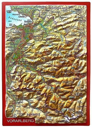 Reliefpostkarte Vorarlberg: Tiefgezogene Reliefpostkarte von georelief Vertriebs GbR