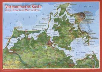 Reliefpostkarte Vorpommern Küste: Berge, Strand und Meer erleben. Tiefgezogene Reliefpostkarte Reliefpostkarte Vorpommern Küste: Berge, Strand und Meer erleben. Tiefgezogene Reliefpostkarte