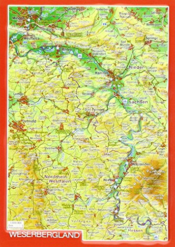 Reliefpostkarte Weserbergland: Tiefgezogene Reliefpostkarte Reliefpostkarte Weserbergland: Tiefgezogene Reliefpostkarte