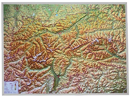 Tirol, Reliefkarte 1:325.000 mit Aluminiumrahmen: Tiefgezogenes Kunststoffrelief