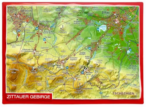 Zittauer Gebirge: Tiefgezogene Reliefpostkarte