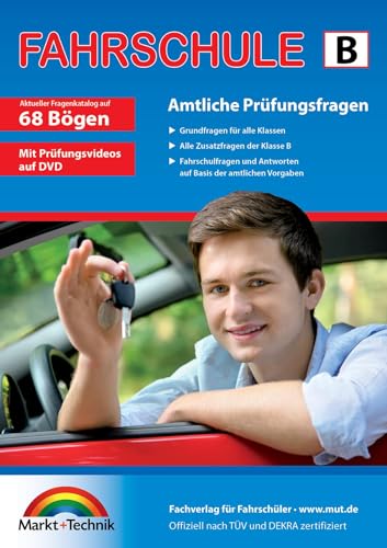 Führerschein Fragebogen Klasse B - Auto Theorieprüfung original amtlicher Fragenkatalog auf 71Bögen: Aktueller Fragenkatalog auf 70 Bögen. Grundfragen ... Vorgaben. Mit Prüfungsvideos auf DVD von Markt + Technik