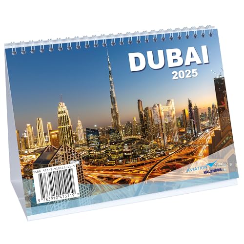 Dubai Kalender 2025 Tischkalender im DIN A5 Format Reisekalender mit Premium Fotos als Geschenk zu Weihnachten Weihnachtsgeschenk Stadt Reise Bilder Emirate Reisen Monatskalender Architektur