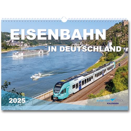 Eisenbahn Kalender 2025 Eisenbahnen in Deutschland im DIN A3 Format Eisenbahnkalender Wandkalender für Trainspotter Bahn mit Premium Fotos als Geschenk zu Weihnachten Zug Romantik Monatskalender