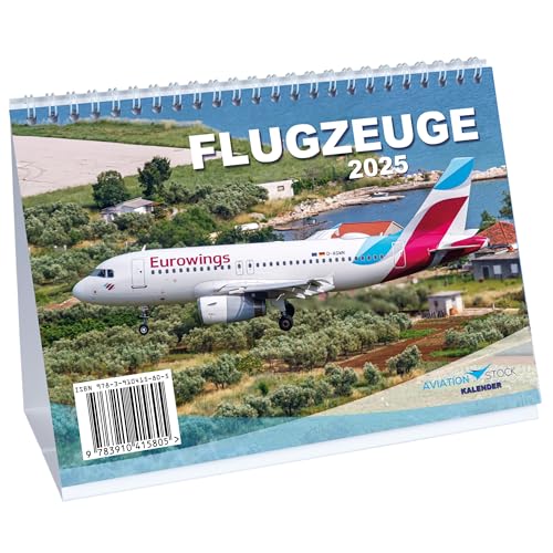 Flugzeugkalender 2025 Tischkalender im DIN A5 Format Flugzeug Kalender für Planespotter Luftfahrt Flugzeuge von Airbus und Boeing als Geschenk zu Weihnachten oder Geburtstagsgeschenk