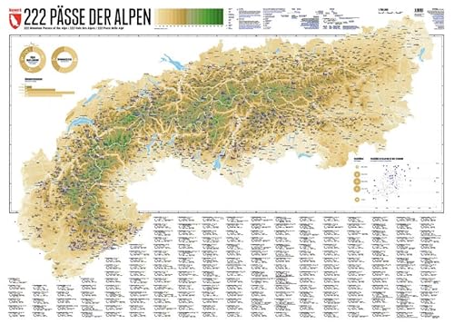 222 Pässe der Alpen: 222 Mountain Passes of the Alps / 222 Cols des Alpes / 222 Passi delle Alpi von Marmota Maps GmbH