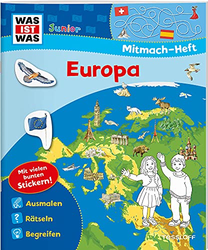 WAS IST WAS Junior Mitmach-Heft. Europa.: Spiele, Rätsel, Sticker