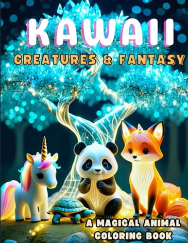 "Kawaii Creatures & Fantasy: A Magical Animal Coloring Book": "50 Adorable Designs of Enchanted Animals to Relax and Spark Your Imagination" von Independently published