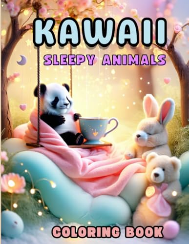 Kawaii Sleepy Animals Coloring Book: Over 45 Adorable and Relaxing Designs of Sleepy Creatures to Color and Enjoy for Kids, Teens, and Adults von Independently published