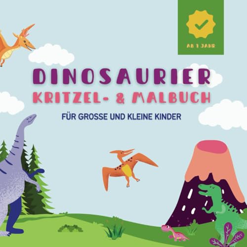 Dinosaurier Kritzelbuch ab 1 Jahr: Malbuch mit über 40 niedlichen Dinosauriern zum Ausmalen