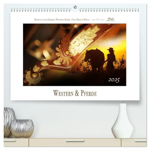 Western und Pferde (hochwertiger Premium Wandkalender 2025 DIN A2 quer), Kunstdruck in Hochglanz von CALVENDO