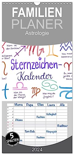 Familienplaner 2024 - Sternzeichen-Kalender mit 5 Spalten (Wandkalender, 21 cm x 45 cm) CALVENDO