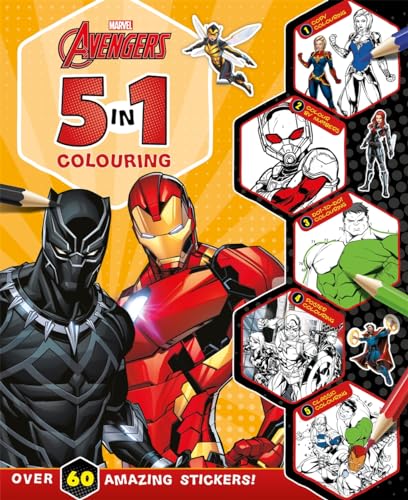 Marvel Avengers: 5 in 1 Colouring (With dot-to-dot, colour-by-numbers, copy colouring, and more!)