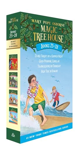 Magic Tree House Books 25-28 Boxed Set: Stage Fright on a Summer Night; Good Morning, Gorillas; Thanksgiving on Thursday; High Tide in Hawaii (Magic Tree House (R)) von Random House Books for Young Readers