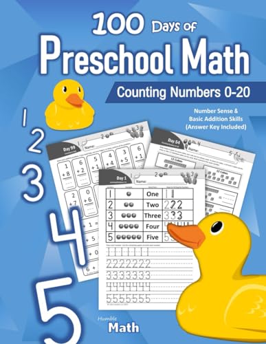 100 Days of Preschool Math: Counting Numbers 0-20 | Pre-K Number Sense (Ages 3-5) | Basic Addition Skills | With Answer Key von Libro Studio LLC