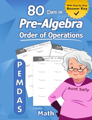 Pre-Algebra: Order of Operations (PEMDAS): Pre-Algebra Practice Problems with Step-by-Step Answers, Middle School Math Workbook - 9th grade - Ages ... – Easy Learning Worksheets - With Answer Key
