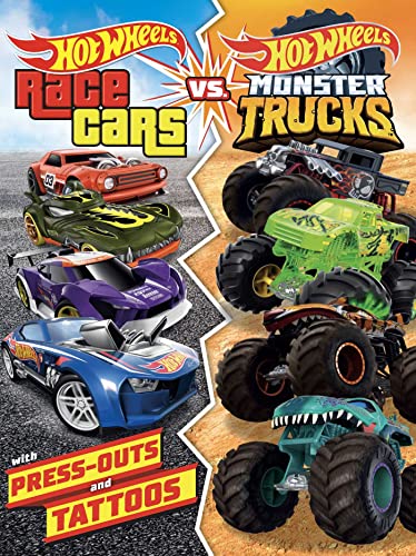 Hot Wheels Race Cars vs. Hot Wheels Monster Trucks: With Press-Outs and Tattoos