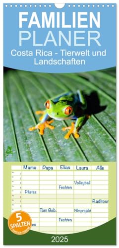 Familienplaner 2025 - Costa Rica - Tierwelt und Landschaften mit 5 Spalten (Wandkalender, 21 cm x 45 cm), CALVENDO von CALVENDO