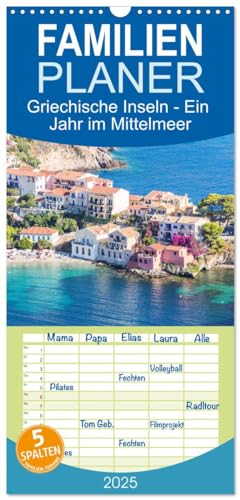 Familienplaner 2025 - Griechische Inseln - Ein Jahr im Mittelmeer mit 5 Spalten (Wandkalender, 21 cm x 45 cm), CALVENDO von CALVENDO