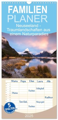 Familienplaner 2025 - Neuseeland - Traumlandschaften aus einem Naturparadies mit 5 Spalten (Wandkalender, 21 cm x 45 cm), CALVENDO von CALVENDO