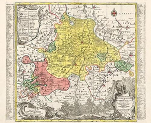 Historische Karte der Fürstentumer Altenburg und Ronneburg 1757: Praetecturae Altenburgensis et Ronneburgensis earumque vicinia serenissimo duci saxo ... Cum Privilegio S. Reg. Pol. et Elect. Saxon. von Verlag Rockstuhl