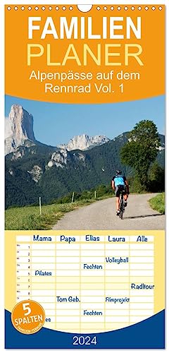 Familienplaner 2024 - Alpenpässe auf dem Rennrad Vol. 1 mit 5 Spalten (Wandkalender, 21 cm x 45 cm) CALVENDO von CALVENDO