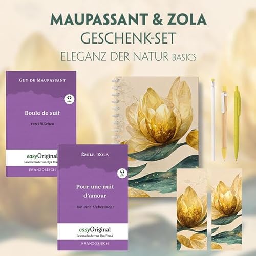 Guy de Maupassant & Émile Zola Geschenkset - 2 Bücher (mit Audio-Online) + Eleganz der Natur Schreibset Basics: Guy de Maupassant & Émile Zola ... von Ilya Frank - Französisch: Französisch)