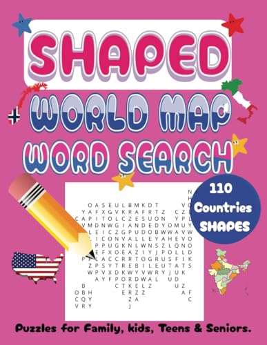 Shaped World Map Word Search: 110 Engaging Puzzles | Large Print, Fun for all ages| Perfect Gift for Kids, Teens, & Seniors | Brain Training & Geography von Independently published