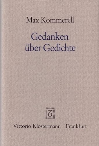 Gedanken über Gedichte von Klostermann Vittorio GmbH