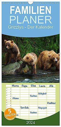 Familienplaner 2024 - Grizzlys - Der Kalender mit 5 Spalten (Wandkalender, 21 cm x 45 cm) CALVENDO von CALVENDO