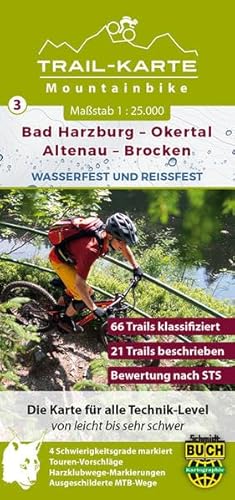 MTB Trail-Karte Harz: Bad Harzburg – Okertal – Altenau – Brocken: Nr. 3 | Wasser- und reißfeste Mountainbike-Karte