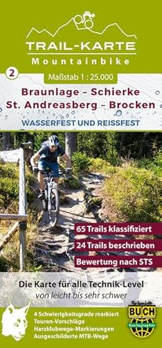 MTB Trail-Karte Harz: Braunlage – Schierke – St. Andreasberg – Brocken: Nr. 2 | Wasser- und reißfeste Mountainbike-Karte