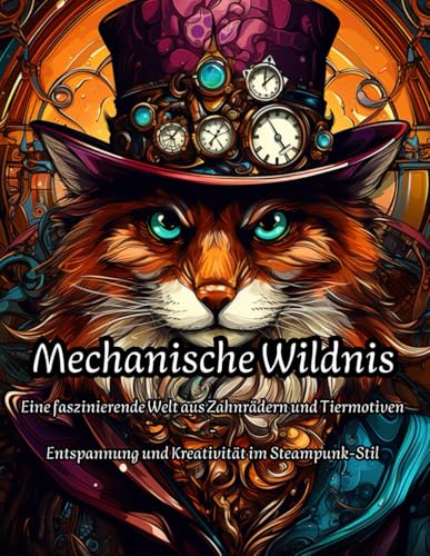 Mechanische Wildnis – Steampunk-Tiere zum Ausmalen: Eine faszinierende Welt aus Zahnrädern und Tiermotiven – Entspannung und Kreativität für Jugendliche und Erwachsene | 50 Ausmalmotive von Independently published