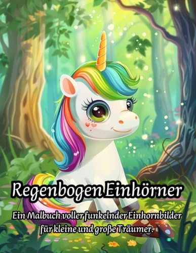 Regenbogen Einhörner: Ein bezauberndes Einhorn-Malbuch mit 50 traumhaften Motiven zum Ausmalen und Entspannen. von Independently published