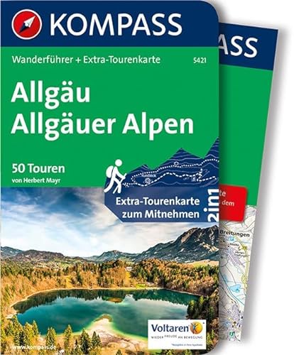 Allgäu, Allgäuer Alpen: Wanderführer mit Extra-Tourenkarte 1:40.000, 50 Touren, GPX-Daten zum Download (KOMPASS Wanderführer, Band 5421)