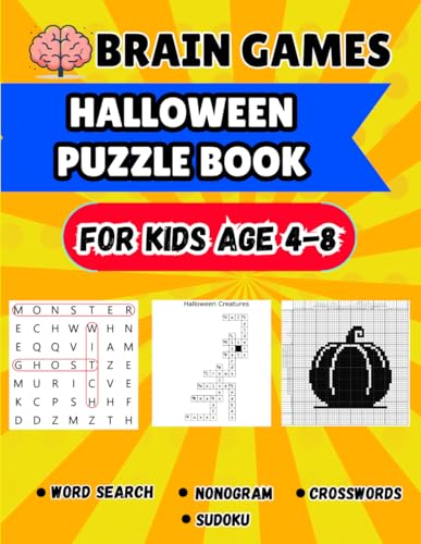 Brain Games Halloween Puzzle Book: For Kids Age 4-8 von Independently published