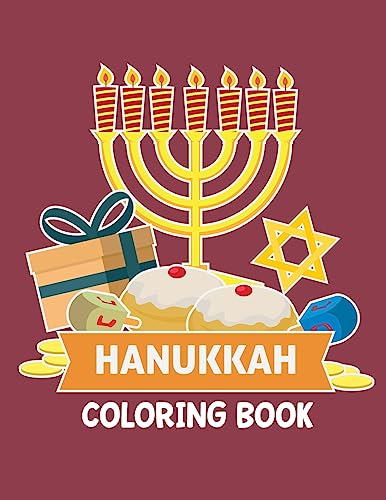 Hanukkah Coloring Book: Activity Book for Jewish Children Ages 3-8 (Large 8.5x11 inch format, one sided pages) for Chanukkah Celebration Hebrew School Gift