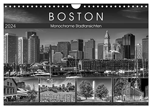 BOSTON Monochrome Stadtansichten (Wandkalender 2024 DIN A4 quer), CALVENDO Monatskalender von CALVENDO