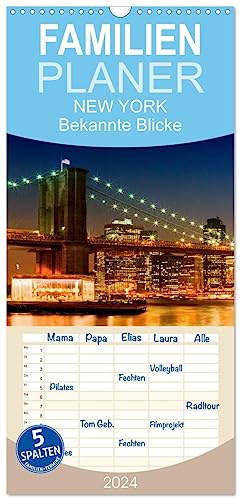 Familienplaner 2024 - NEW YORK Bekannte Blicke mit 5 Spalten (Wandkalender, 21 cm x 45 cm) CALVENDO