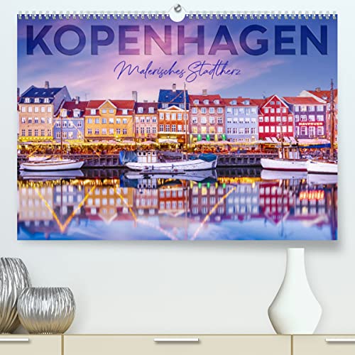 KOPENHAGEN Malerisches Stadtherz (hochwertiger Premium Wandkalender 2024 DIN A2 quer), Kunstdruck in Hochglanz