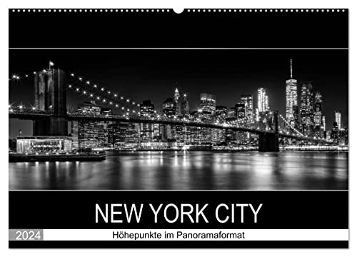 NEW YORK CITY Höhepunkte im Panoramaformat (Wandkalender 2024 DIN A2 quer), CALVENDO Monatskalender
